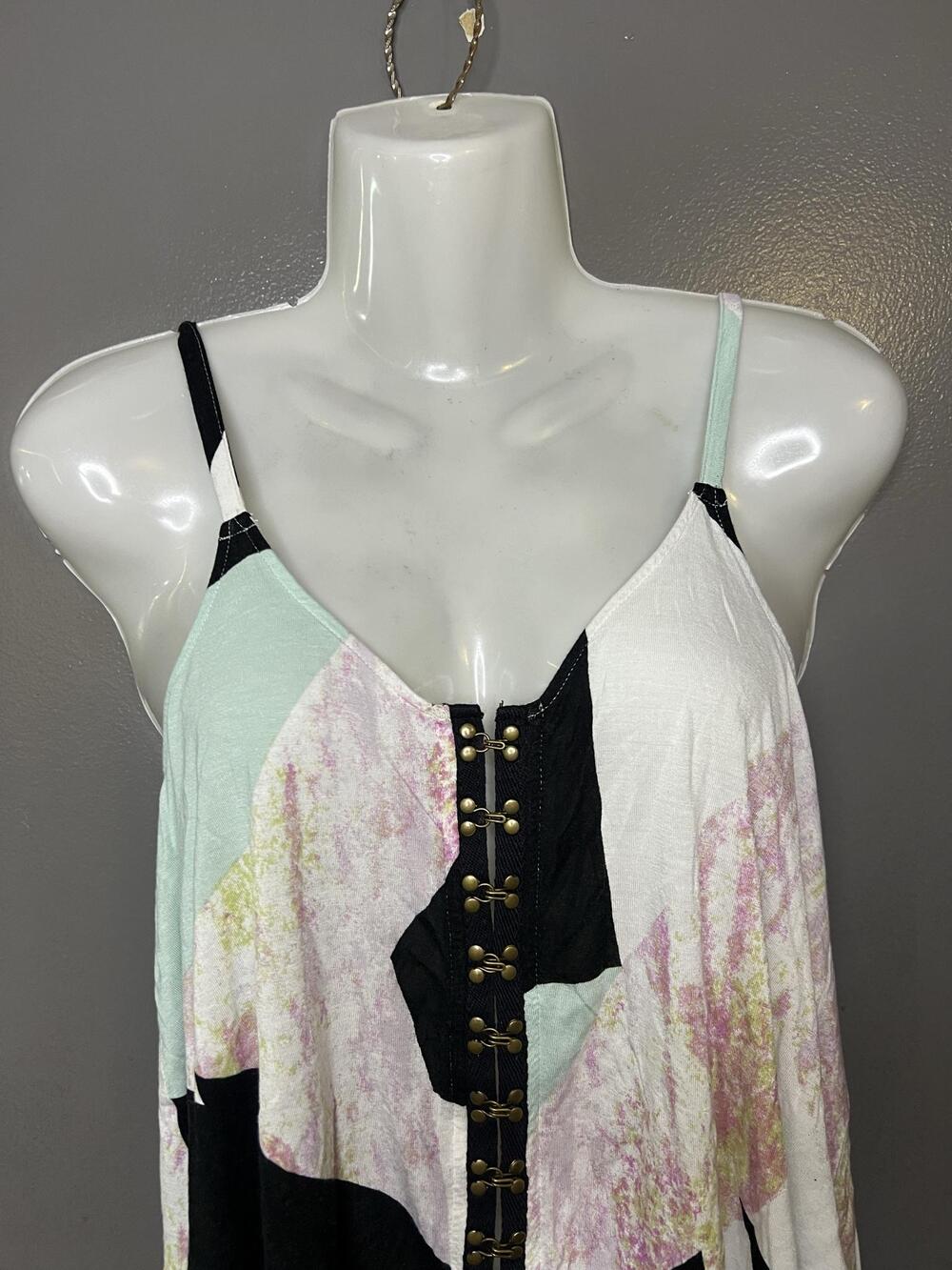 Silence + Noise Tank Top Womens Small Multicolor Colorblock Hook Front Cami